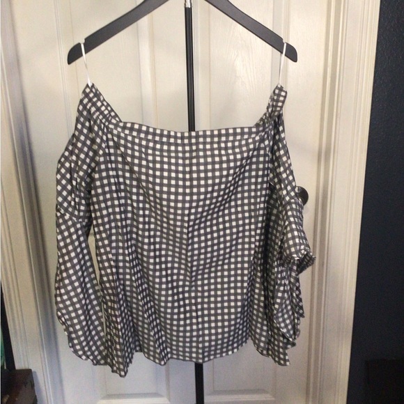 Express Tops - Express Black and White Checkered Blouse